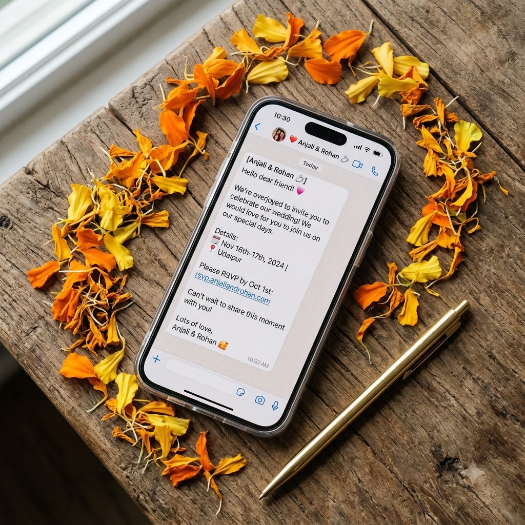 short wedding invite message template on WhatsApp