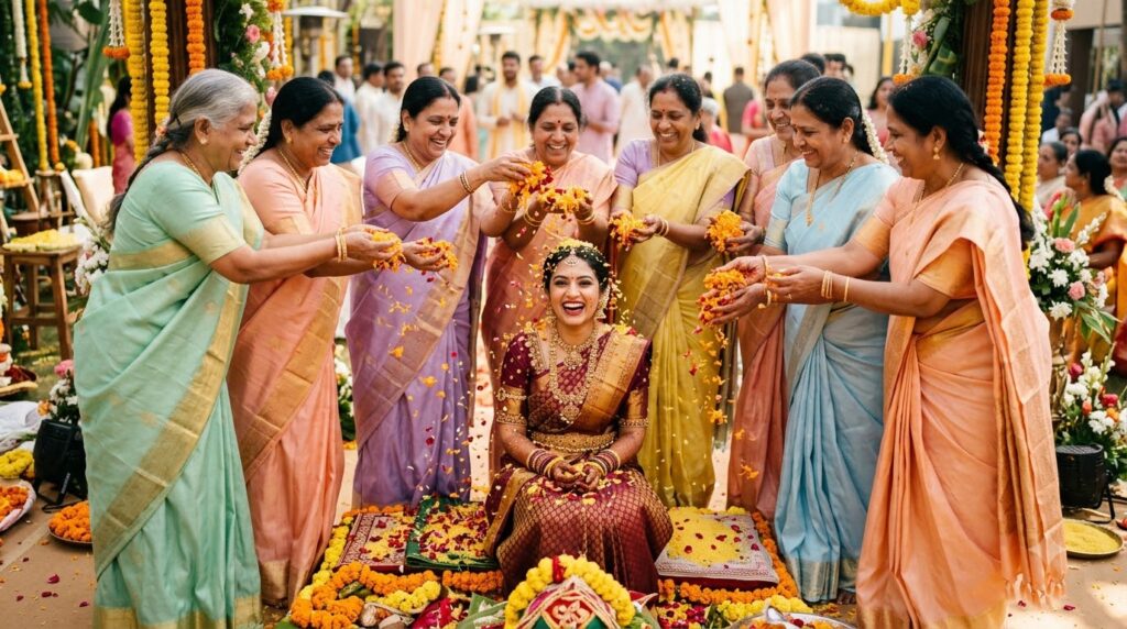pellikuthuru family blessing circle bride